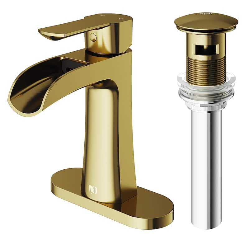 VIGO Paloma 7" H Single Handle Single Hole Bathroom Faucet Set - Matte Brushed Gold
