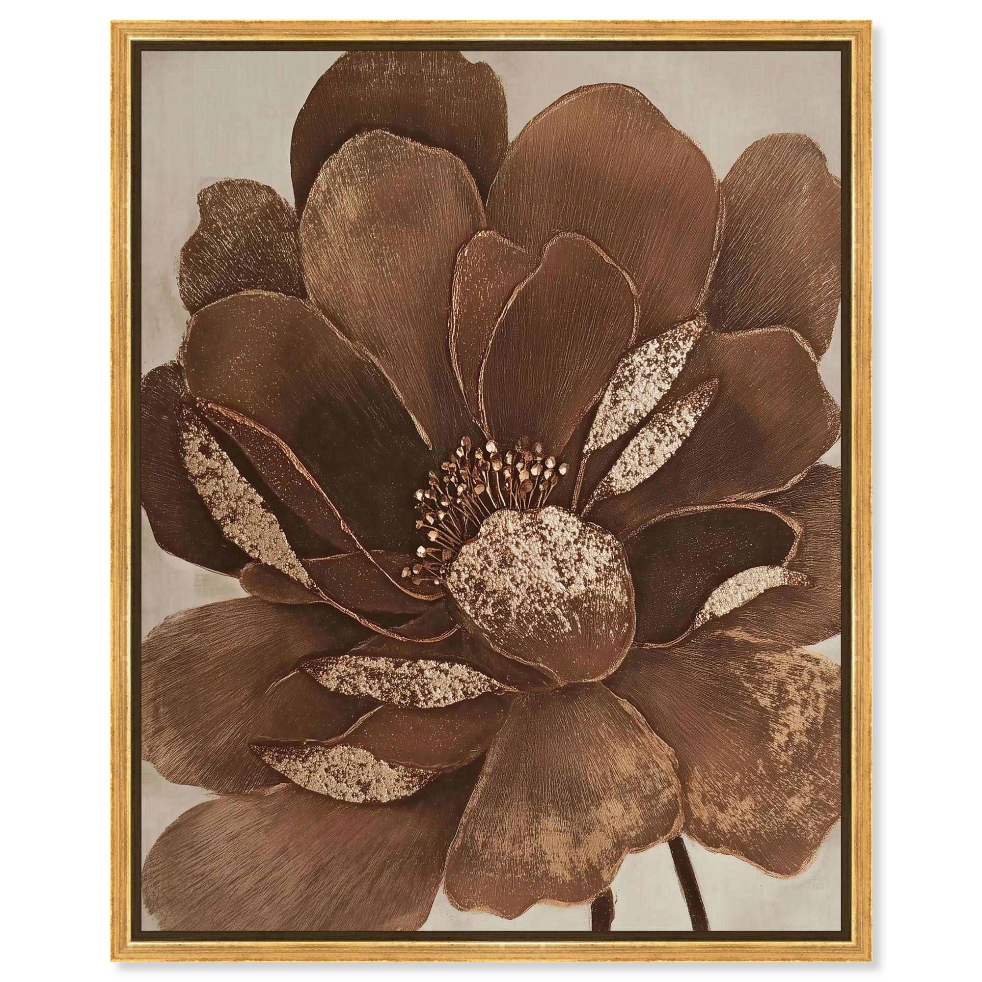 Bronze Flower II Boho Wall Decor Framed Canvas Print by Art Remedy