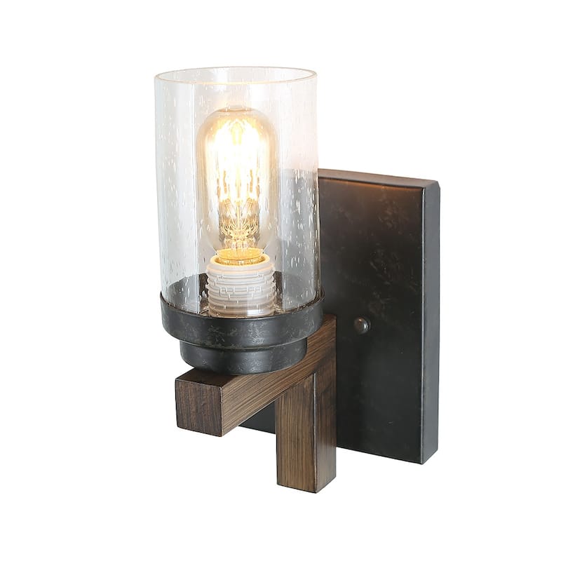 Rustic Farmhouse Wall Sconce - Seeded Glass, Wall Mount Lighting Fixture