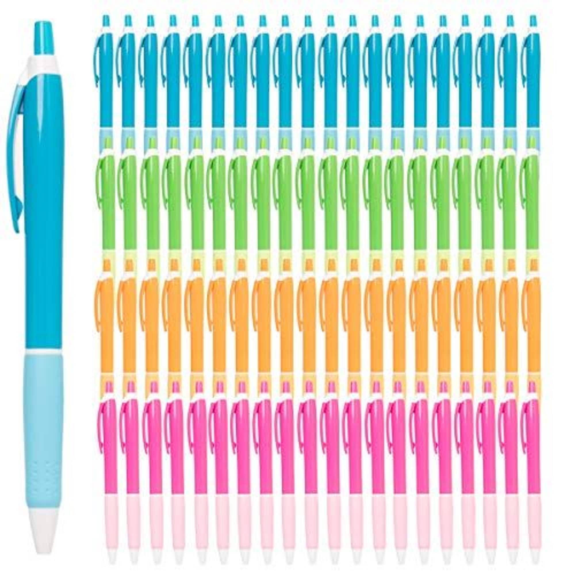 Paper Junkie 100 Pack Retractable Ballpoint Pens, Black Ink, Assorted Colors for School, Office, Journaling