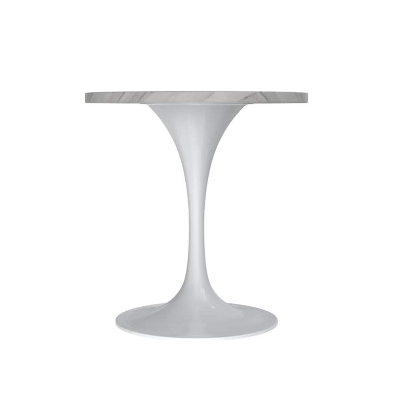 LeisureMod Verve Round Dining Table with Sintered Stone TableTop and Stainless Steel Base for Kitchen & Dining Room