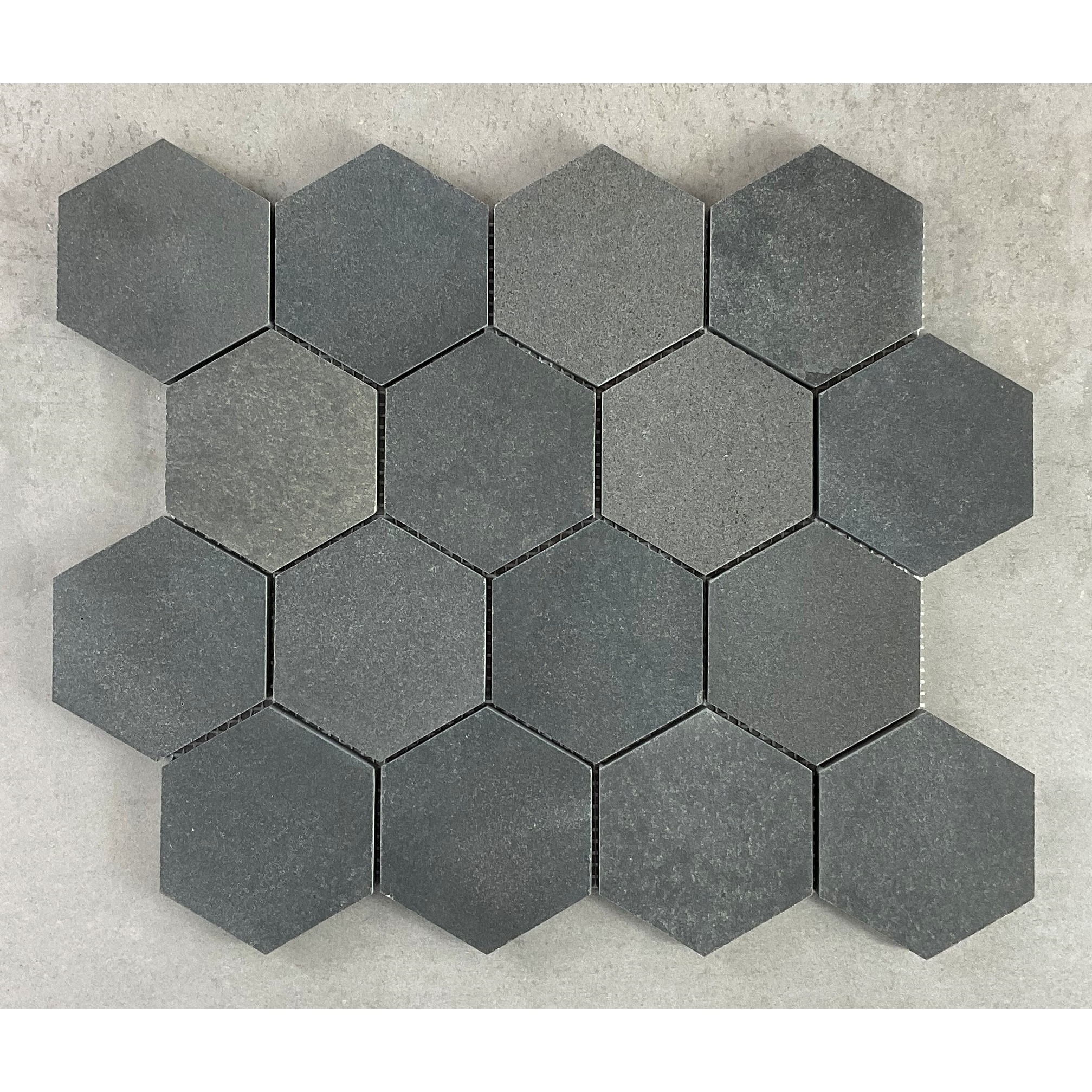 Basalt Stone 3" x 3" Honeycomb Wall and Floor Mosaic Tile - Case (10 Sheets)