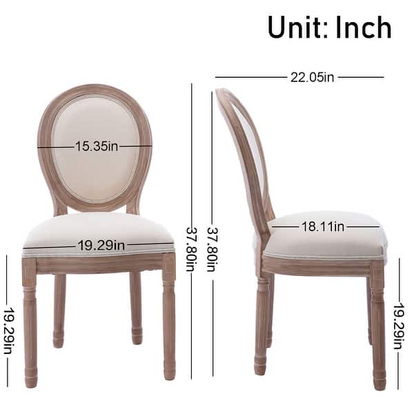 dimension image slide 1 of 2, Mieres French Vintage Upholstered Dining Chair, Side Chair(Set of 2)