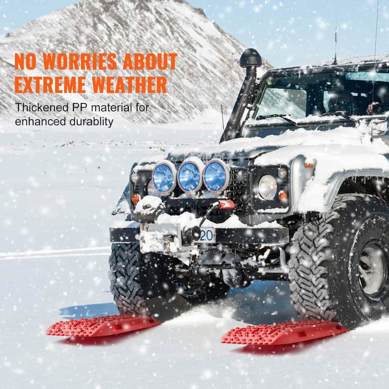 Traction Boards with PP Material, Recovery Boards for Off-road Vehicles/Cars/Pickups/SUVs/RVs, Pair Tire Traction Mats on Snow