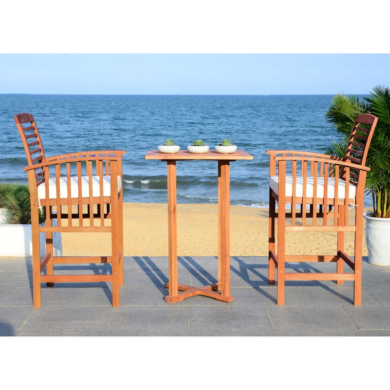 SAFAVIEH Outdoor Sheyla 3-Piece Bar Height Bistro Set - 28Wx28Dx40H