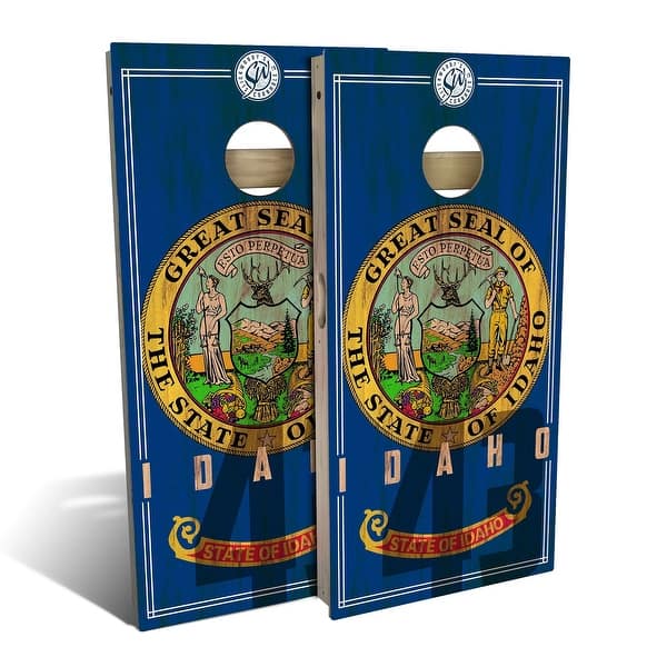 slide 2 of 8, Idaho State Flag 2 Outdoor Cornhole Board Set Backyard 2x4 - Include Carrying Case