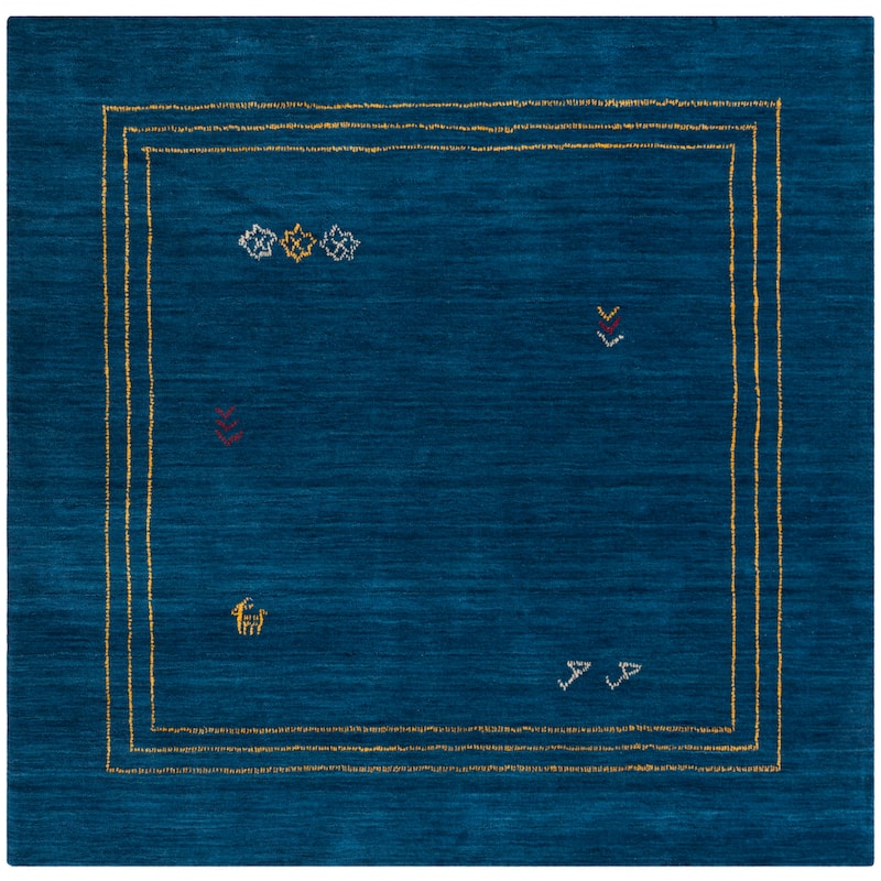 SAFAVIEH Handmade Himalaya Dreamy Floral Modern Hand-spun Wool Rug - 6' Square - Blue/Multi