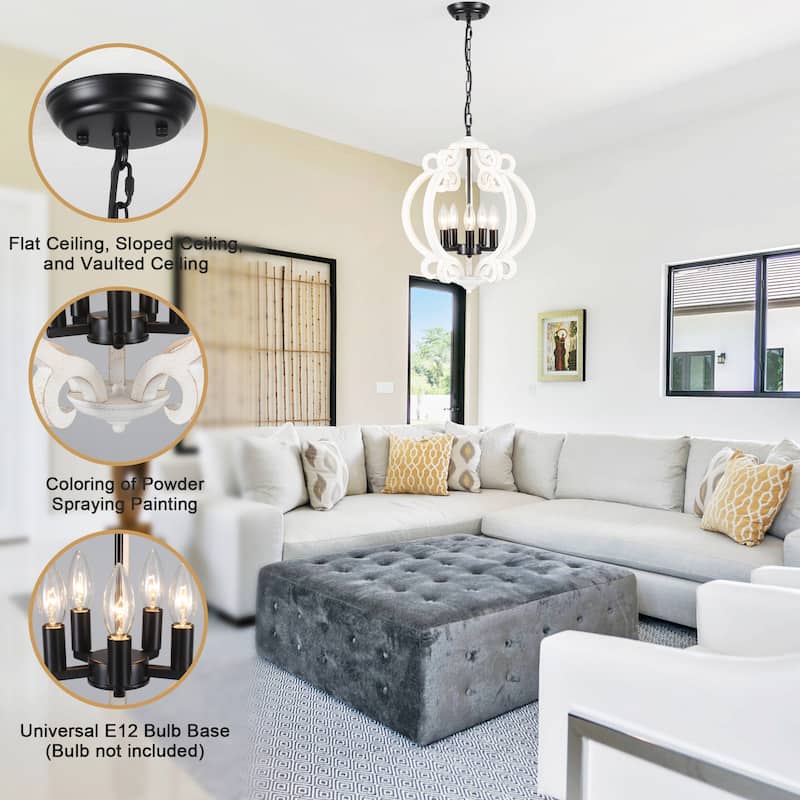 5-Light Candlestick Vintage Hanging Linear Chandelier Lighting Island Chandelier for Kitchen Island