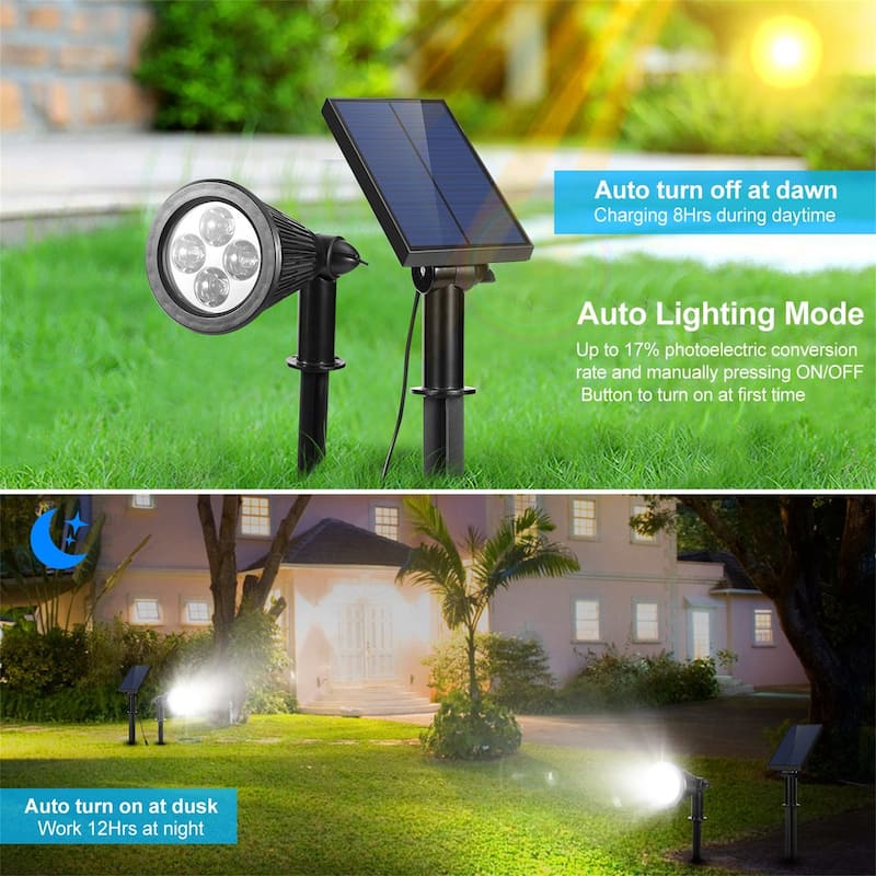 Solar Powered Spotlight Outdoor Dusk To Dawn Light Black Bed Bath
