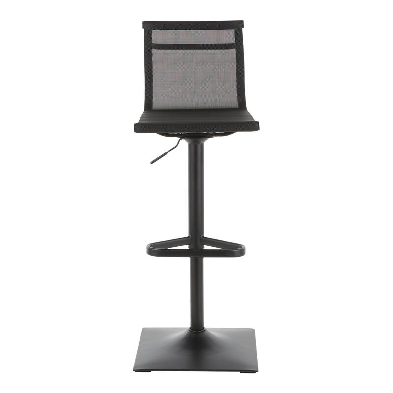 Porch & Den Bixby Adjustable Bar Stool in Black Metal - Black Mesh