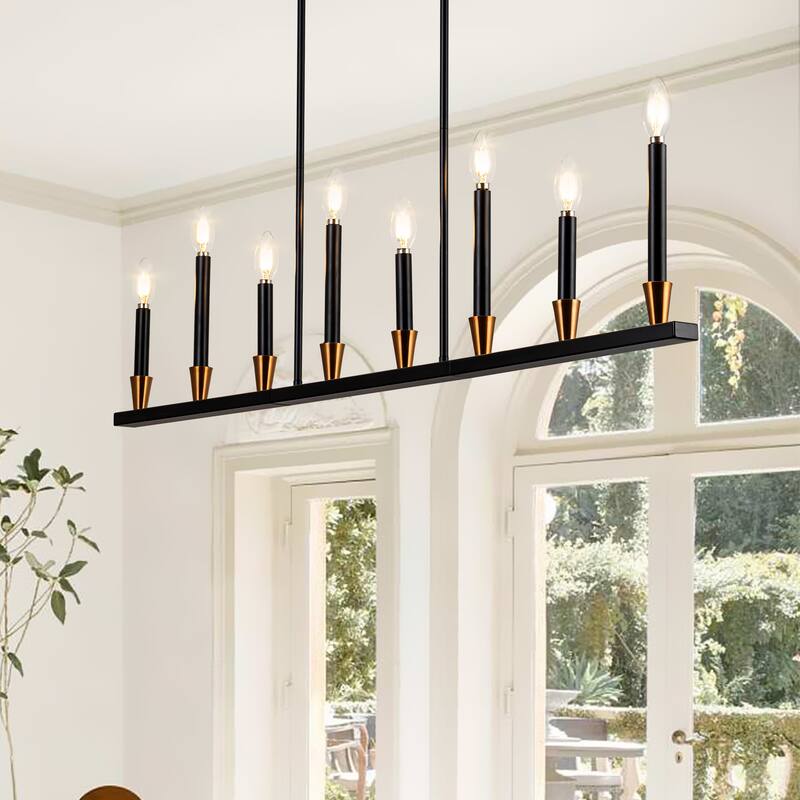 Kitchen Island Lights Linear Farmhouse Chandelier Linear Candle Chandelier - 8-Light - 8-Light