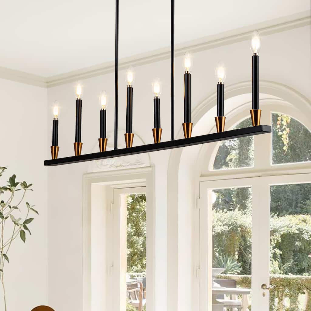 Kitchen Island Lights Linear Farmhouse Chandelier Linear Candle Chandelier - 8-Light