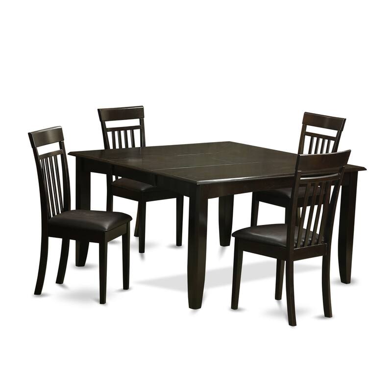 East West Furniture Dining Table Set Includes a Square Table with Butterfly Leaf and Dining Chairs (Chair Seat Type Options)