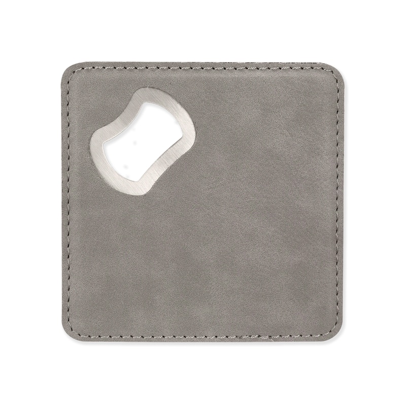 Bottle Opener Coaster - Vegan Leather- 1 Piece - CO-BO-GREY