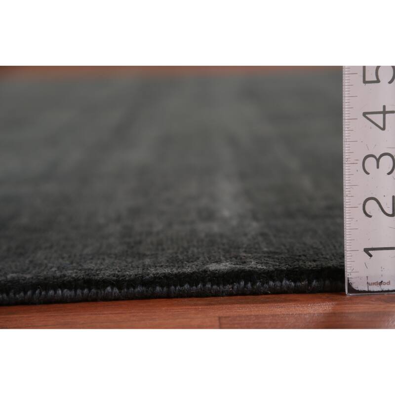 Hand Knotted Oriental 100% Wool Carpet Modern Solid Greys & Charcoal Gabbeh Area Rug - 12' 1'' X 9' 4''