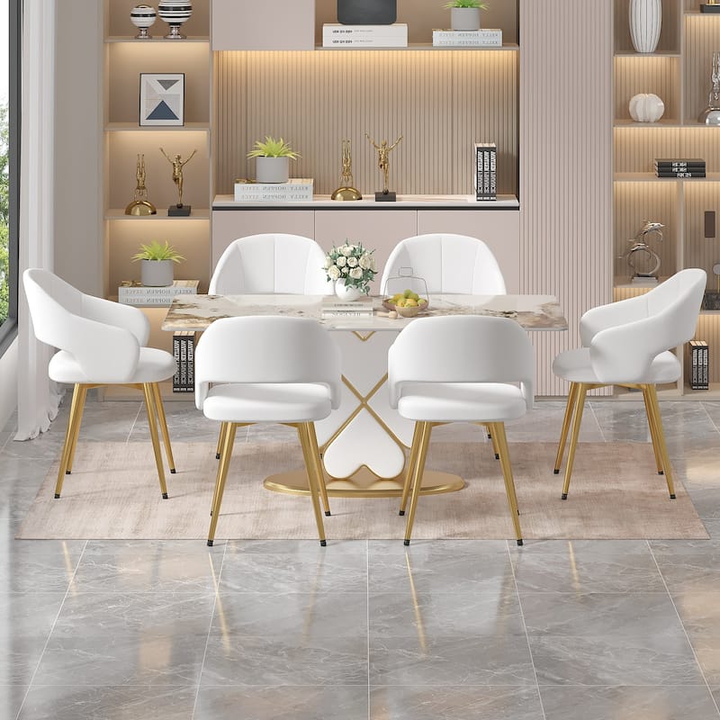 Javlergo Modern Dining Chairs, Comfy Dining Room Chairs with Thick Cushions, Upholstered Kitchen Side Chairs with Metal Legs