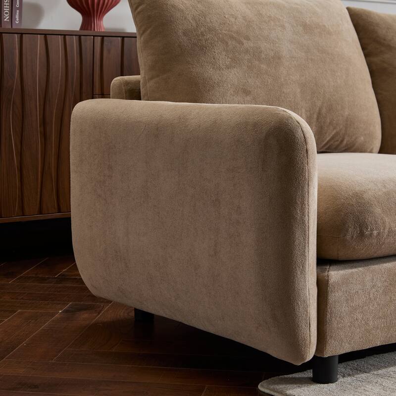 L Shaped Modular Sectional Sofa with Ottoman, Oversize Velvet Upholstered Sofa, 5 Seat Sofa with Removable Cushions