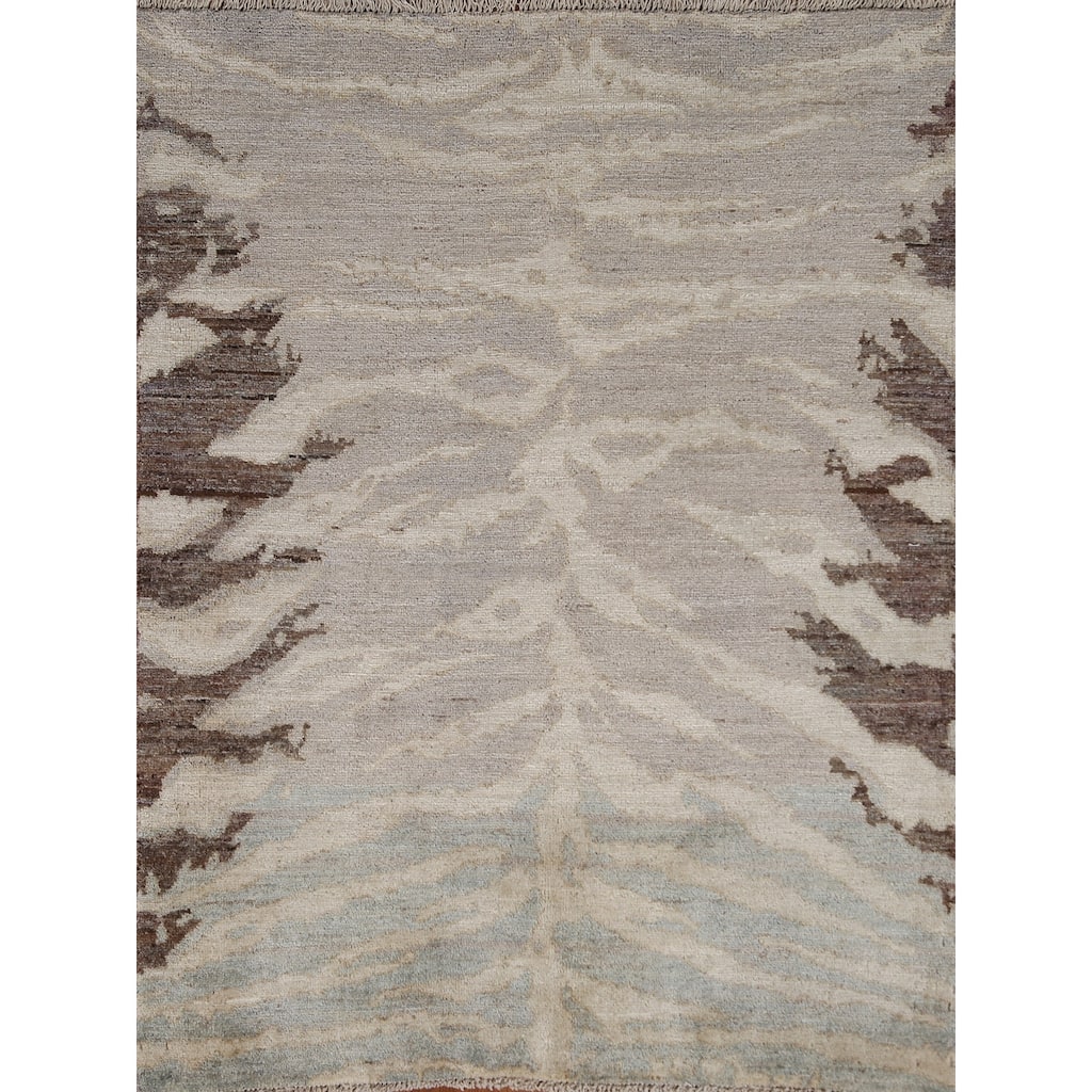Hand Knotted Oriental 100% Wool Carpet Modern Abstract Multi-Colored Abstract Area Rug - 4' 9'' X 3' 10''