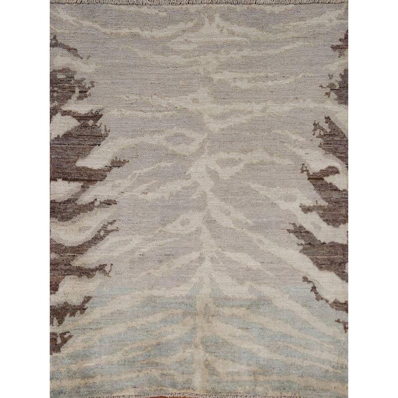 Hand Knotted Oriental 100% Wool Carpet Modern Abstract Multi-Colored Abstract Area Rug - 4' 9'' X 3' 10''