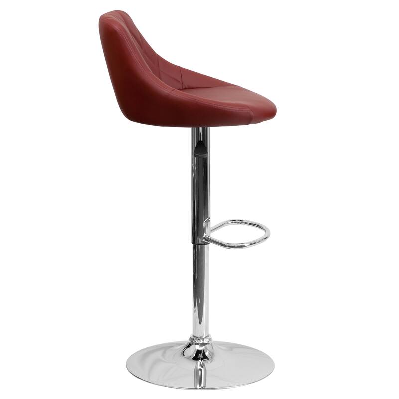 Diamond Pattern Vinyl Bucket Seat Adjustable Barstool - 18.5"W x 19"D x 33.25" - 41.75"H