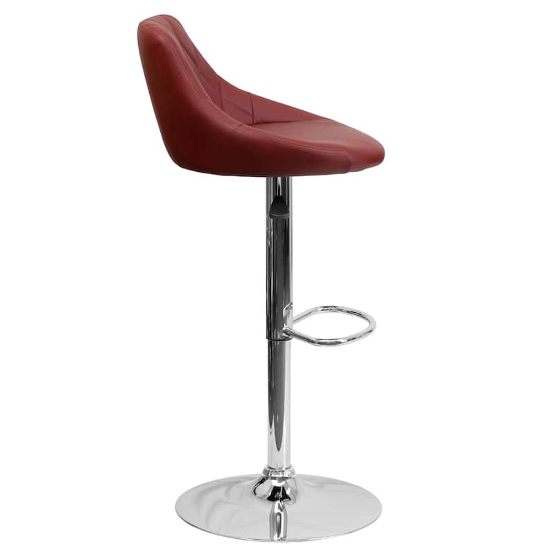 Vinyl Bucket Seat Adjustable Diamond Back Barstool (Set of 2) - 18.50"W x 19"D x 33.25" - 41.75"H
