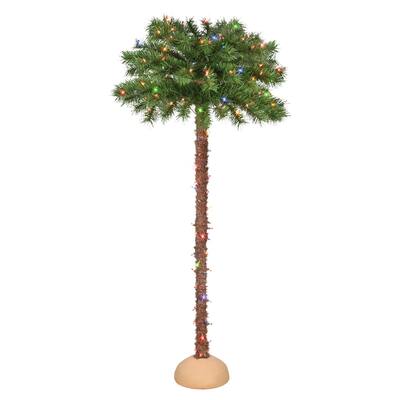 Puleo International 4' Pre-Lit Artificial Palm Tree with 150 Multi-Color Lights