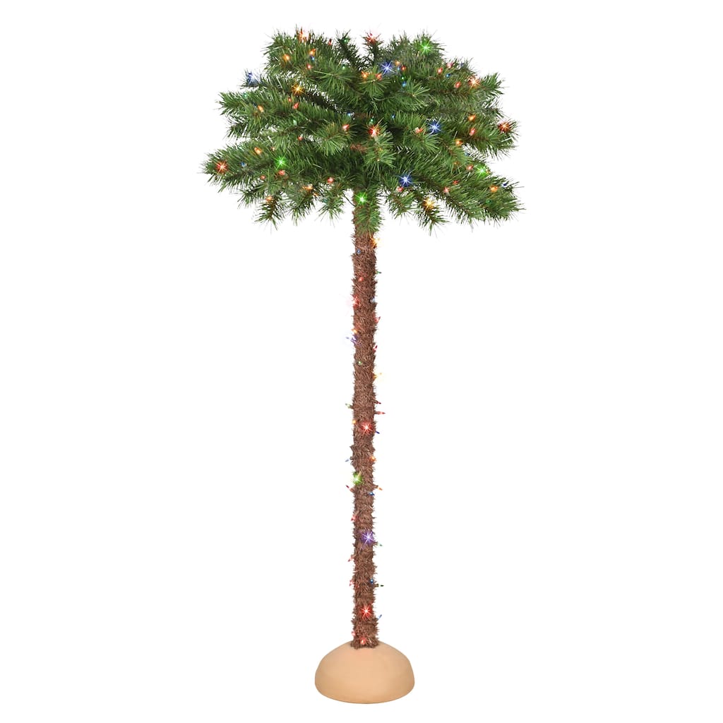 Puleo International 5' Pre-Lit Artificial Palm Tree with 150 Multi-Color Lights