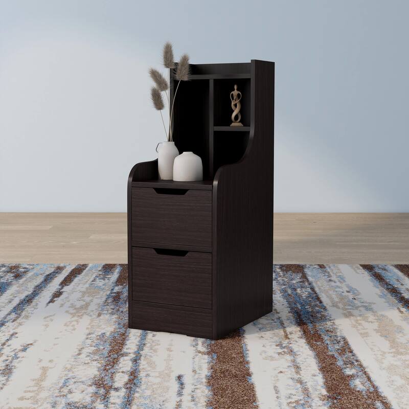 DH BASIC Contemporary 2-Drawer Nightstand with Shelf by Denhour