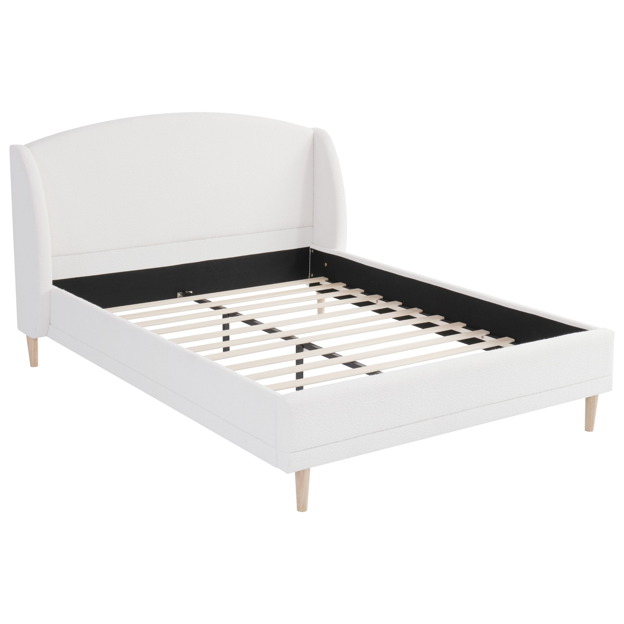 Christopher Knight Home - Isabella Wingback Upholstered Platform Bed with Boucle Fabric and Rounded Corners