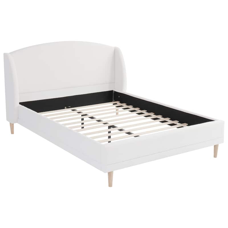 Christopher Knight Home - Isabella Wingback Upholstered Platform Bed with Boucle Fabric and Rounded Corners