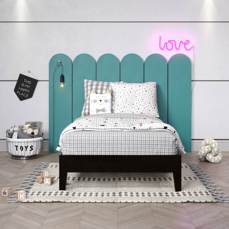 Twin Size Wood Platform Bed with 6.5" Under-Bed Storage and 14-Slat Support System