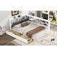 preview thumbnail 6 of 9, White L-Shaped Platform Bed with Storage Headboard with Left Shelf and 2 Drawer