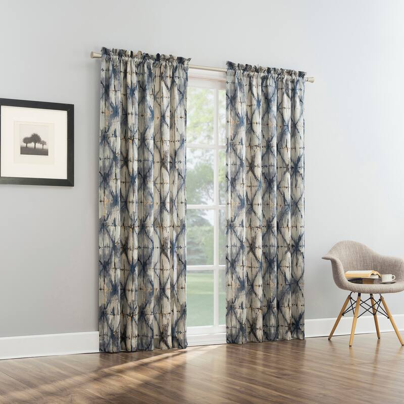 No. 918 Keaton Geometric Watercolor Room Darkening Rod Pocket 1-Piece Curtain Panel, Single Panel