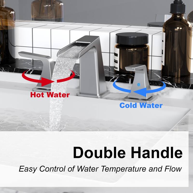 8 in. Widespread 2-Handle Waterfall Spout Bathroom Faucet