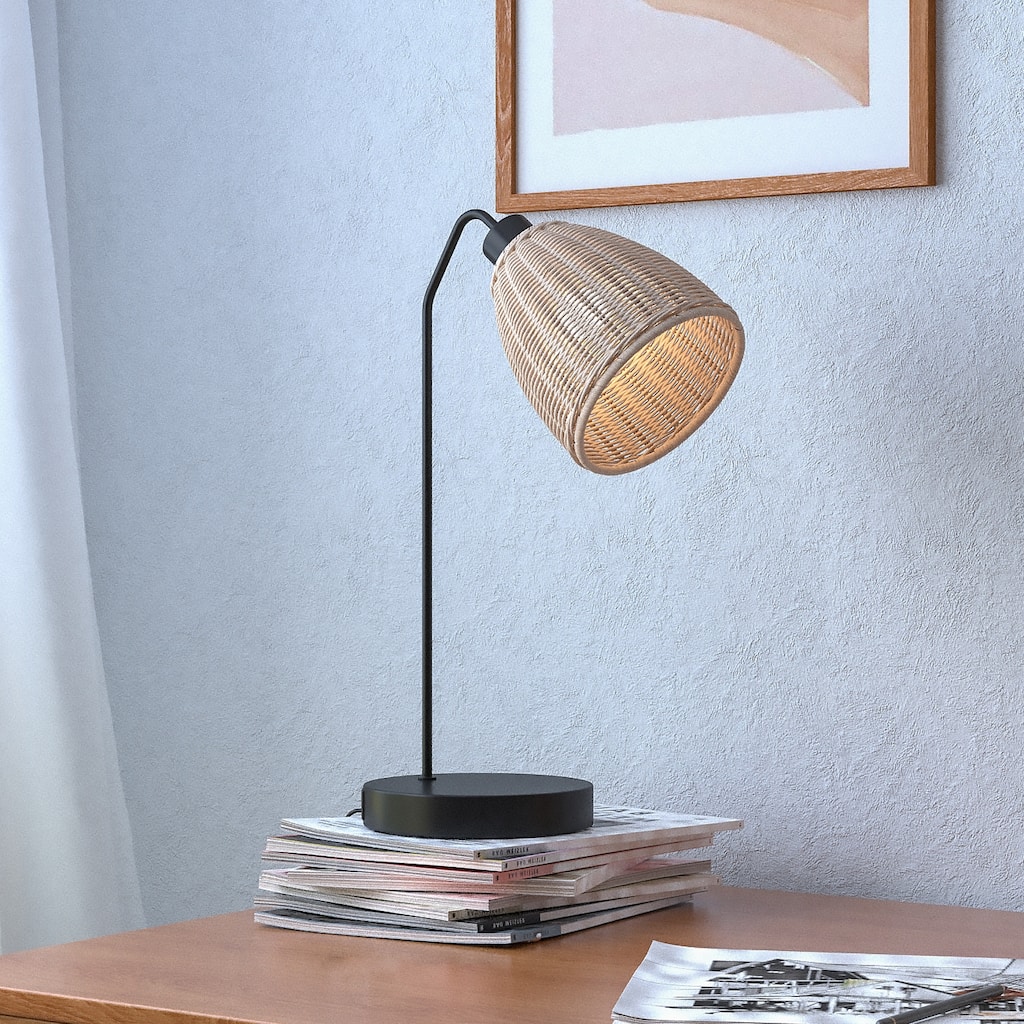 Maxax 19" Rattan Shade Metal USB Desk Lamp