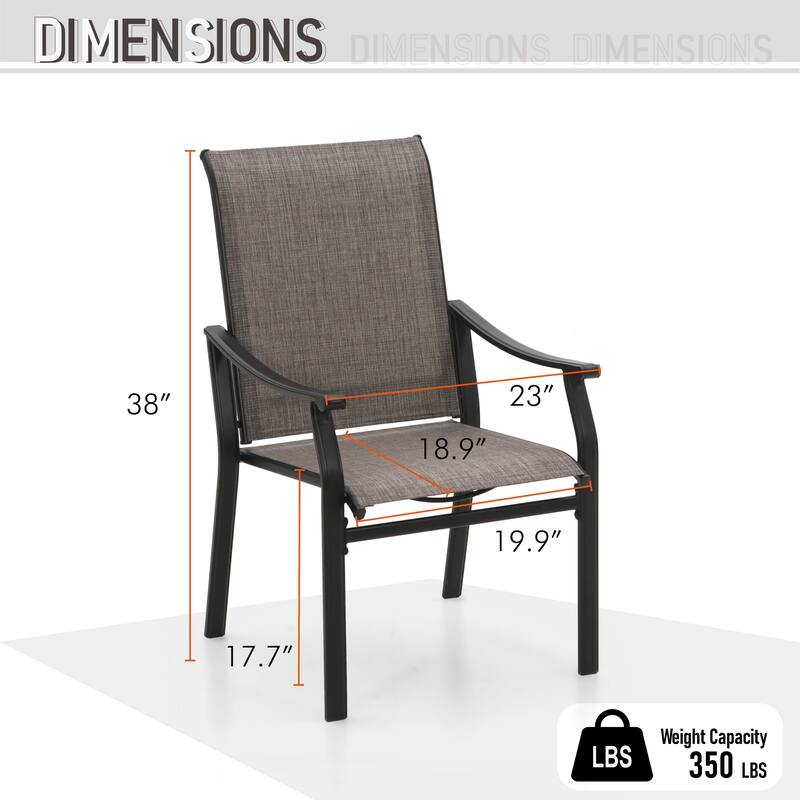 MAISON ARTS 5/7-Piece Patio Dining Set, Round Metal Table and 4/6 Textilene Fabric Padded Armchairs