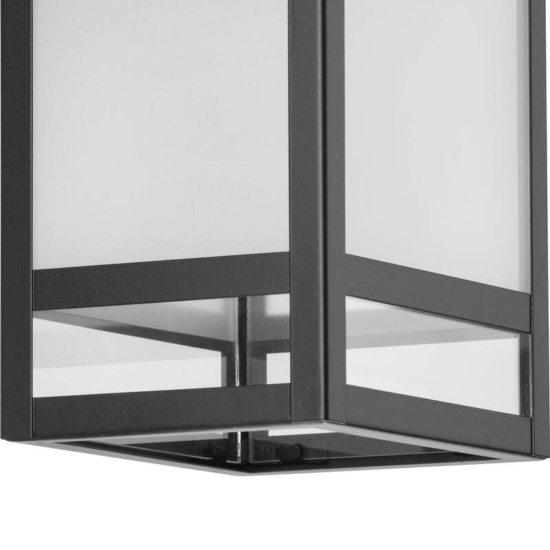 Parrish Collection One-Light Matte Black Clear and Etched Glass Modern Craftsman Outdoor Medium Wall Lantern