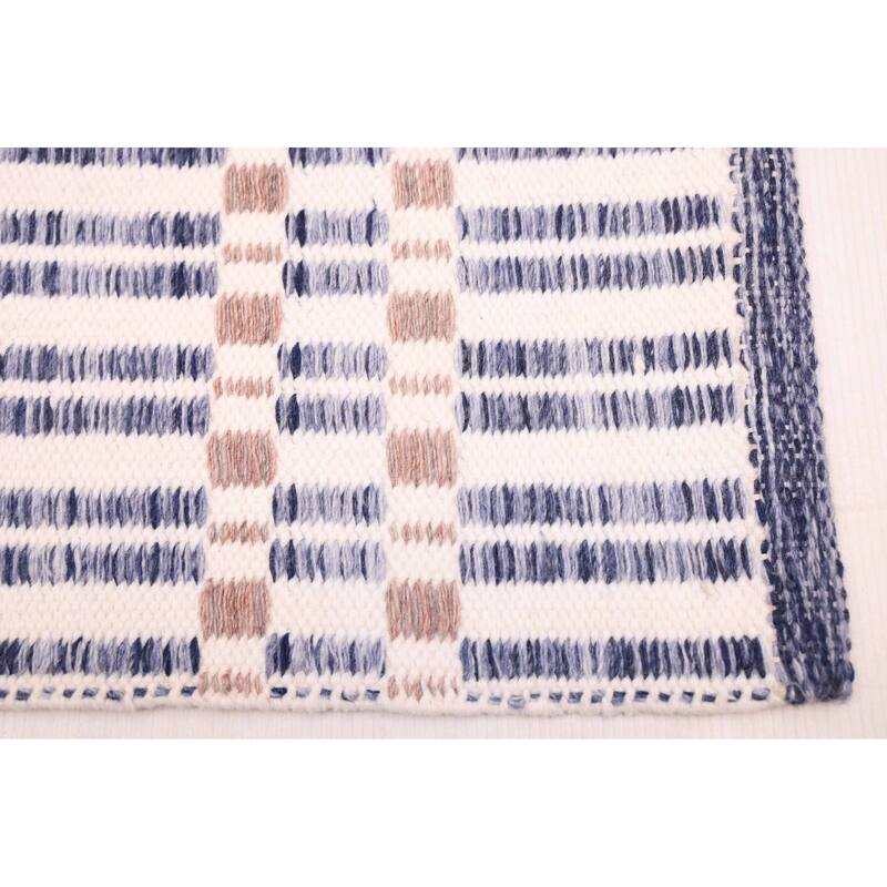 ECARPETGALLERY Flat-Weave Nevada Navy Wool Kilim - 5'2 x 7'7