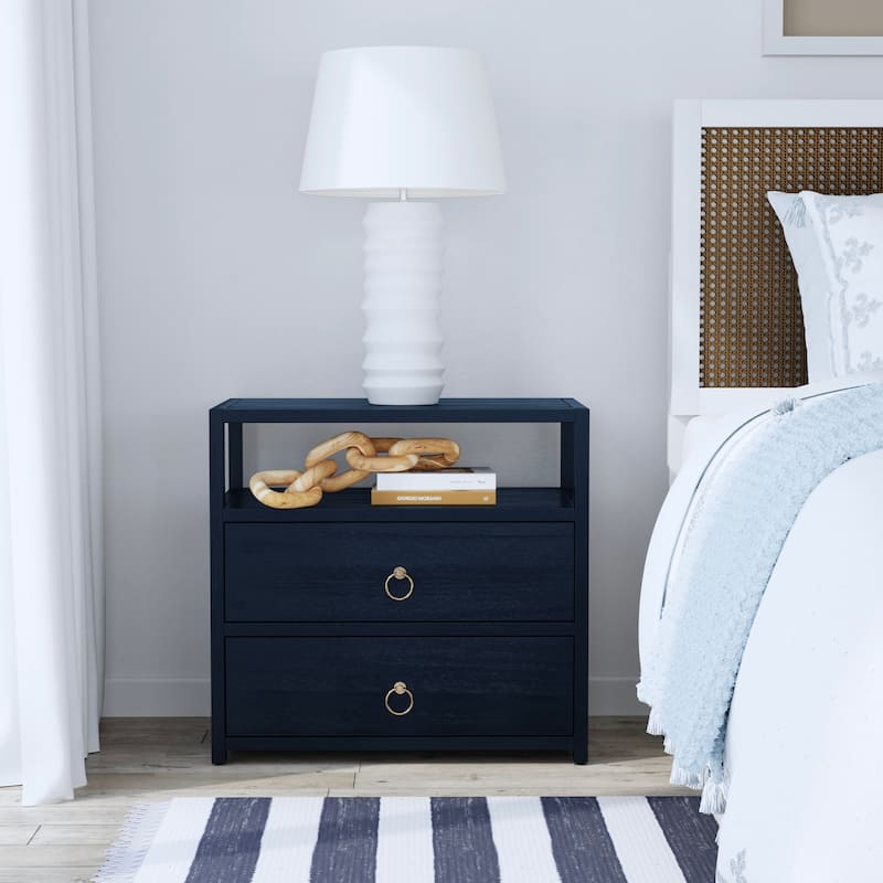 Lark 2-Drawer Wide Nightstand - Navy