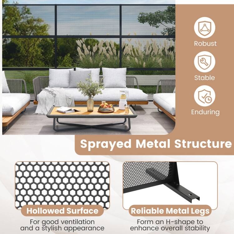 Black Metal Freestanding Privacy Screen Panel for Indoor and Outdoor Use - 48” x 16” x 72” (L x W x H)