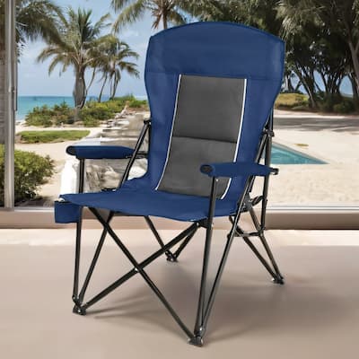 Oversized Heavy Duty Portable Camping Chair with Cup Holder, High Back