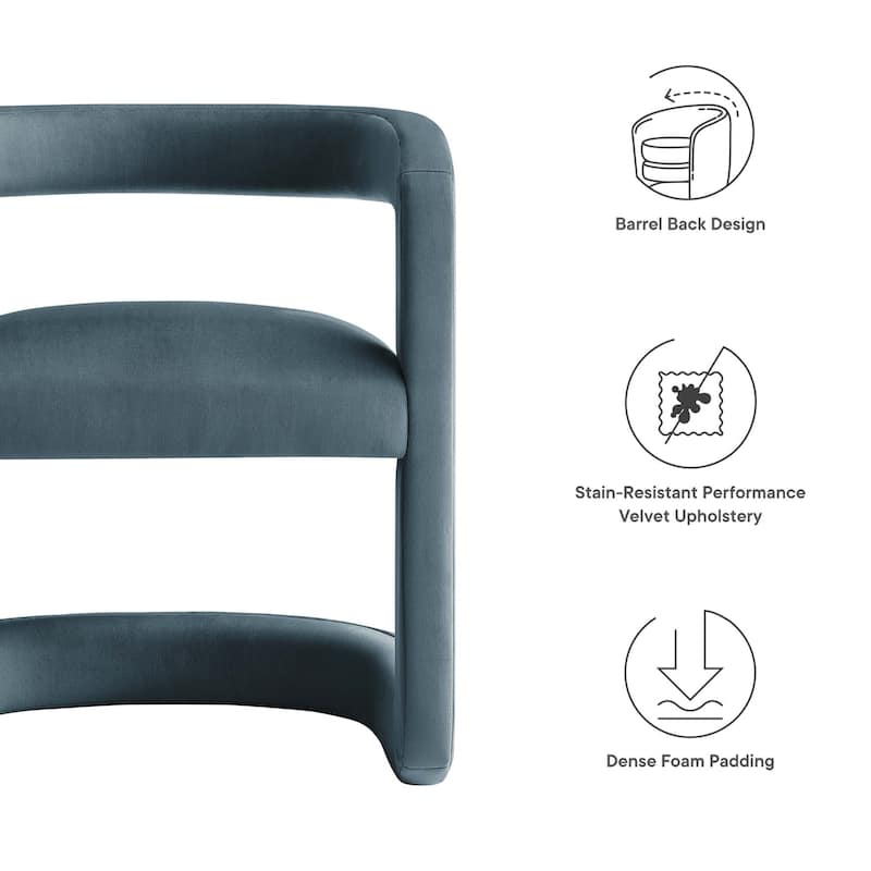 Bowie Performance Velvet Barrel Accent Chair