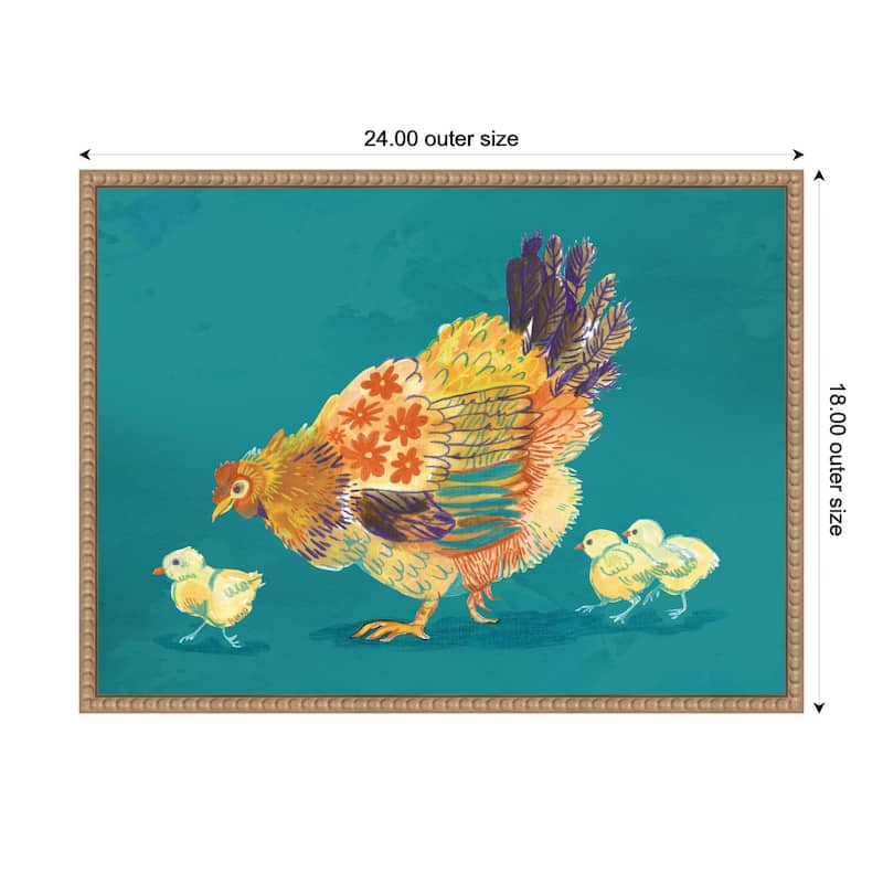 Kate and Laurel Mother Hen by Lucia Gianello Framed Canvas Wall Art Print