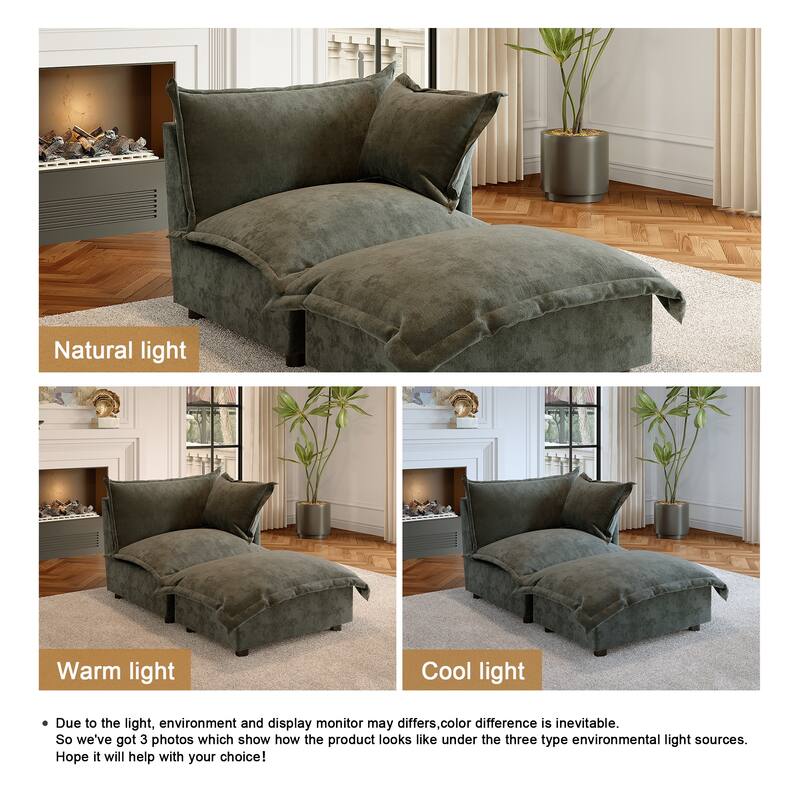 Modern Cloud Chaise Longue Accent Chair with Ottoman set