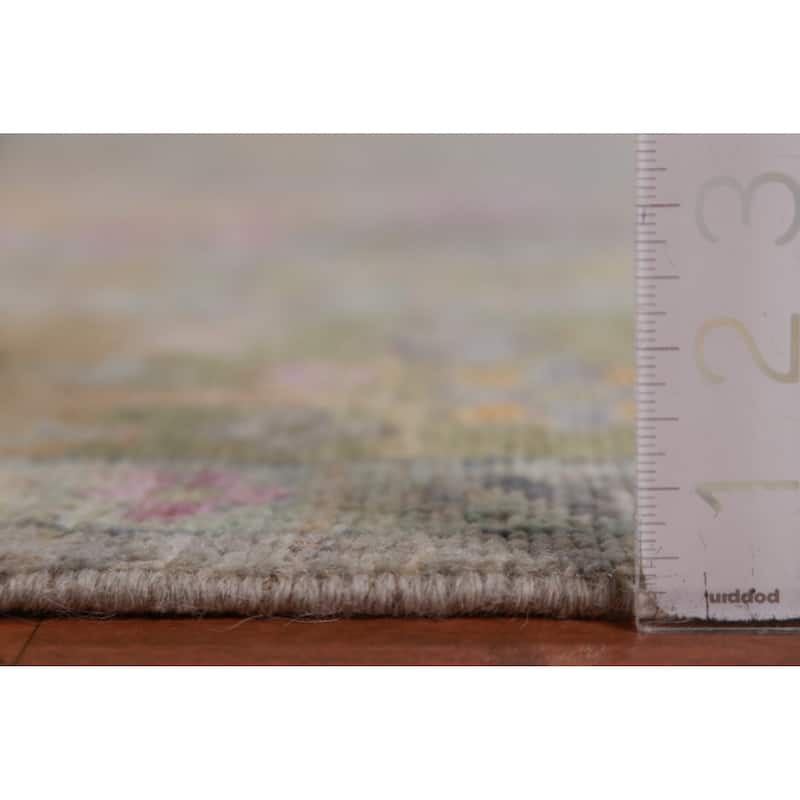 Hand Knotted Oriental 100% Wool Carpet Transitional All-Over Greys & Charcoal Oushak Area Rug - 9' 3'' X 7' 9''