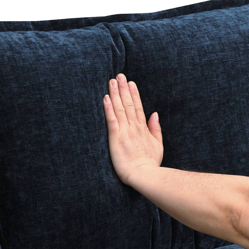 110x55x33" Dark Blue Chenille U-shaped Modular Sofa with 4 Lumbar Pillows for Living Room