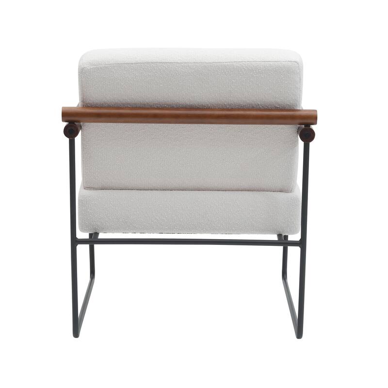 Modern Boucle Accent Armchair - Comfortable Upholstered Lounge Chair with Curved Armrests, Stylish Minimalist Chair