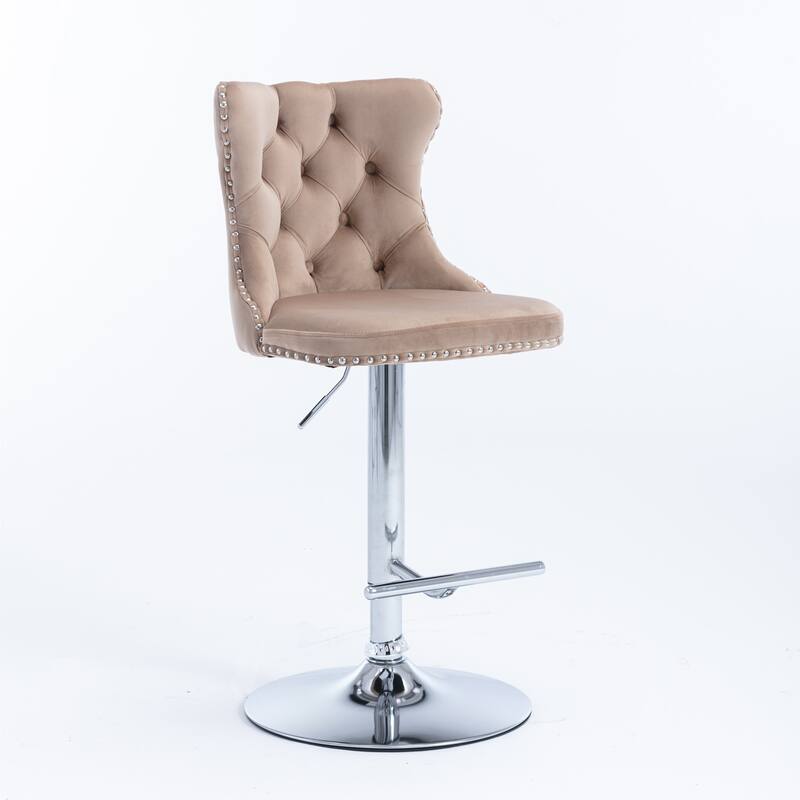 Modern Upholstered Swivel Barstools with Adjusatble Seat Height,Set of 2