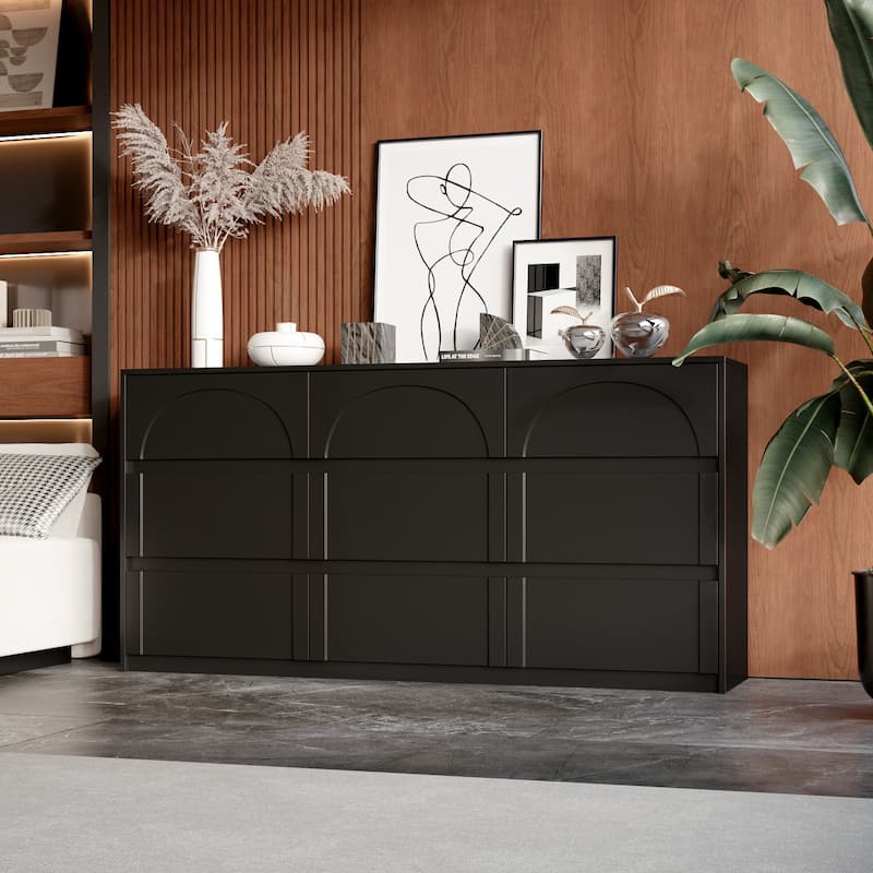 White 9-Drawer Nightstand with Modern Design and Safety Features