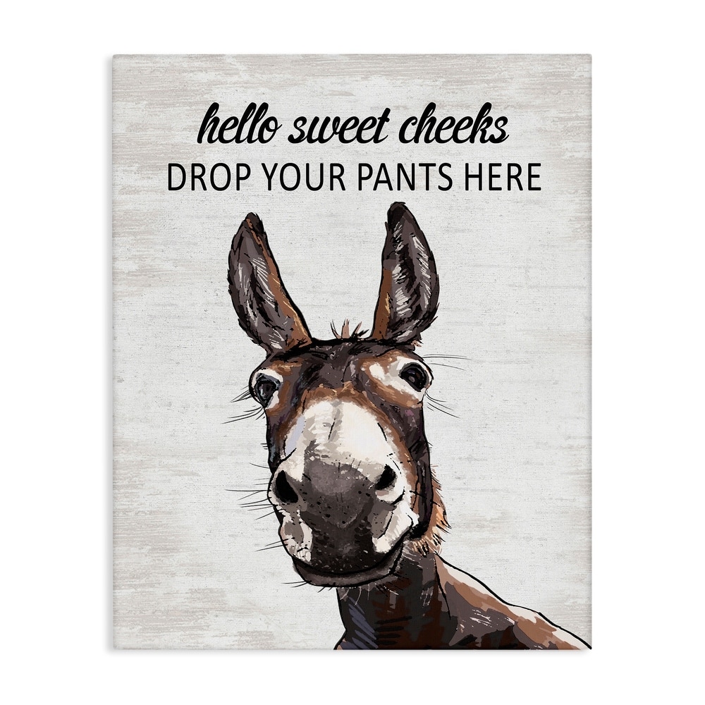 Stupell Sweet Cheeks Laundry Donkey Canvas Wall Art Design By Lettered and Lined